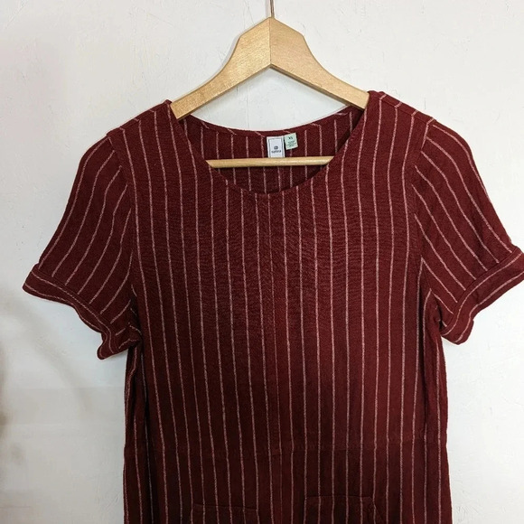 Susina linen blend burgundy striped dress with pockets women's size XS D24 - Picture 4 of 9